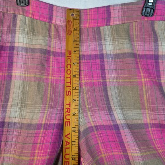 Pendleton Linen Madras Pink Plaid Pants Size 10 Vintage Deadstock Wrinkle Resist - Picture 10 of 10